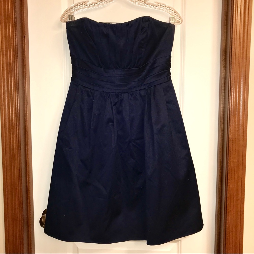 Navy Blue Strapless Cocktail Dress